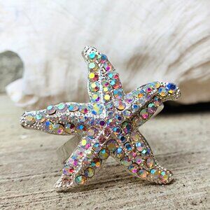 Sparkle Starfish Napkin Ring Holders Set of 8 Table Decor Beach Coastal Wedding